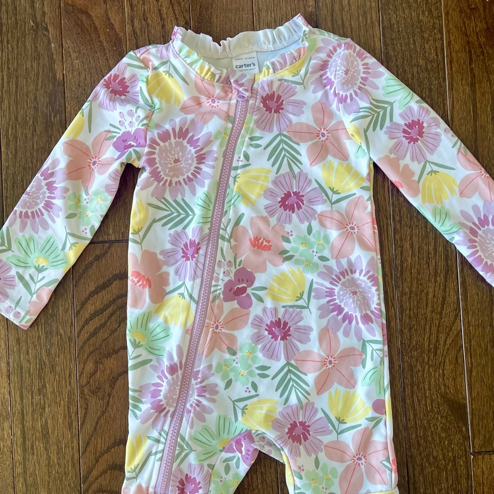 Carter's Pastel Floral Zip-Up Baby Swimsuit